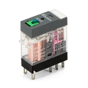 RELÉ RXG-08 DC24V KONTRON: RELÉ DE 8 PINES DC24V CON LED Y PULSADOR 2NO/2NC 5A